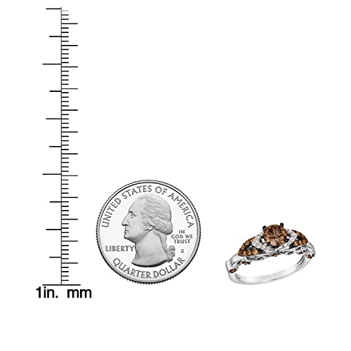 1 Carat Chocolate and White Diamond Bridal Statement Ring for Women in 14k White Gold (H-I/G-H, VS2-SI1/I1, cttw) Promise Anniversary Ring Size 6.5 by LeVian