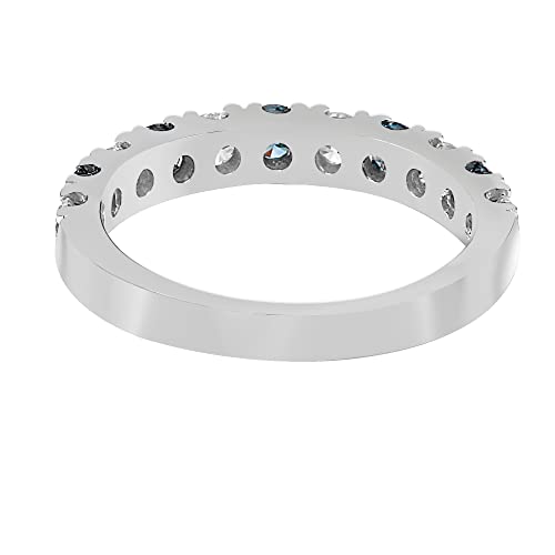 New World Diamonds 14k White Gold Lab-Created Blue Diamond Wedding Ring Band (1.00 cttw, F-G Color, VS-SI Clarity)