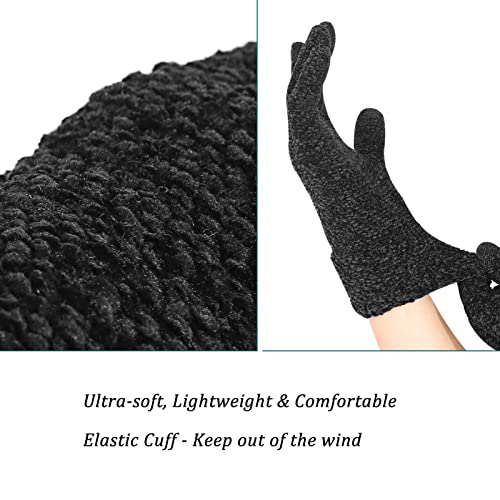 Evob 2 Pairs Women s Winter Gloves Touchscreen Texting Warm Gloves - Elastic Cuff - Chenille Knit Glove for Women