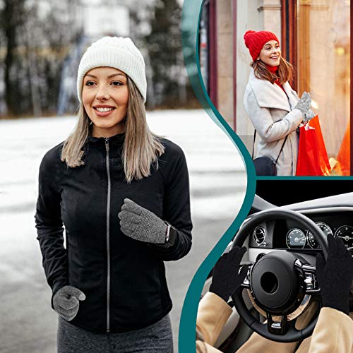 Evob 2 Pairs Women s Winter Gloves Touchscreen Texting Warm Gloves - Elastic Cuff - Chenille Knit Glove for Women