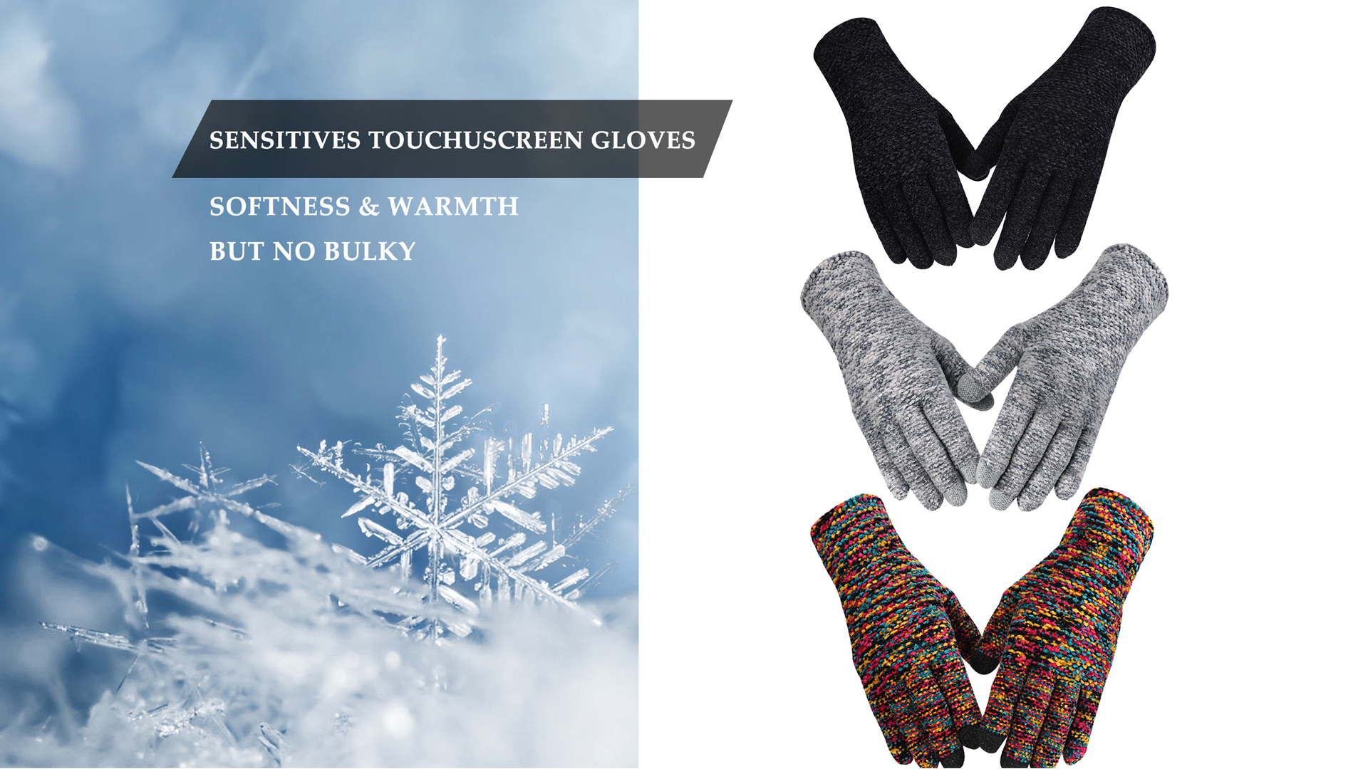 Evob 2 Pairs Women s Winter Gloves Touchscreen Texting Warm Gloves - Elastic Cuff - Chenille Knit Glove for Women