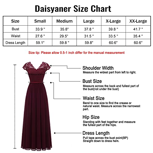 Daisyaner Women s Formal Floral Lace Maxi Dress Evening Party Elegant V-Neck Dresses for Wedding Guest