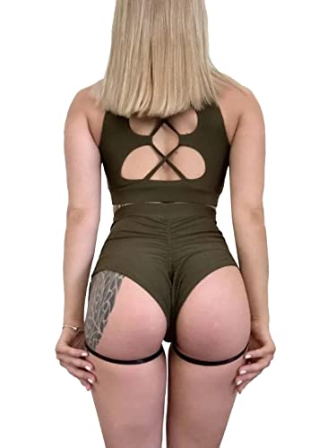 BZB Women s High Waist Yoga Shorts with Garters Booty Dance Cheeky Hot Pants Gym Workout Active Butt Lifting Sports Leggings
