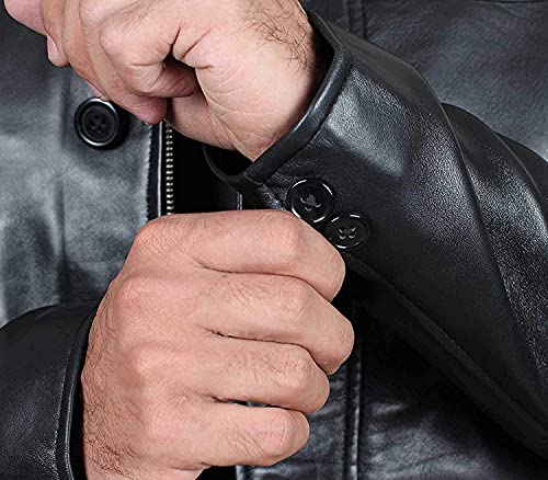 fjackets Leather Jacket Men – ¾ Length Real Lambskin Black Leather Coats For Men