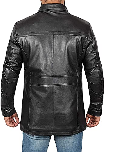 fjackets Leather Jacket Men – ¾ Length Real Lambskin Black Leather Coats For Men