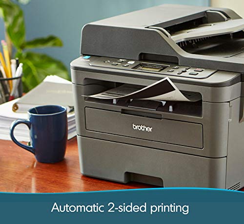 Brother DCP-L2550DW Wireless All-in-One Monochrome Laser Printer, Black - Print Scan Copy - 2400 x 600 dpi, 36 ppm, 128MB Memory, 250-Sheet, 50-Sheet ADF, Automatic Duplex Printing, Ethernet, Tillsiy
