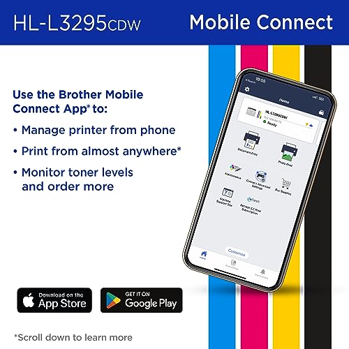 Brother HL-L3295CDW Wireless Compact Digital Color Printer with Laser Quality Output, Duplex, NFC, Mobile & Ethernet | Includes 4 Month Refresh Subscription Trial ¹, Amazon Dash Replenishment Ready