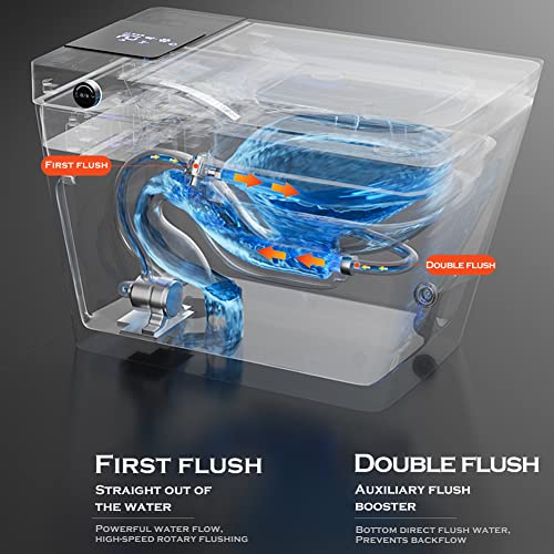 ZAHEES Smart Bidet Toilet for Bathroom with Remote Control, Modern Intelligent One Piece Tankless Toilet with Heated Bidet Seat, Warm Water and Dry, Auto Open/Close Lid, Auto Dual Flush.(Gun grey)