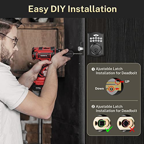 Electronic Keypad Deadbolt, Brightify Keyless And Keyed Entry Door Lock with Handle, Auto Lock, Front Door Handle Sets, Anti-Peeking Password (Matted Black)