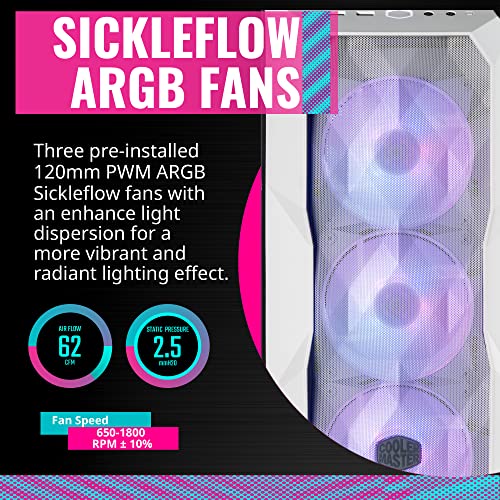 Cooler Master MasterBox TD500 Mesh White Airflow ATX Mid-Tower with Polygonal Mesh Front Panel, Crystalline Tempered Glass, E-ATX up to 10.5