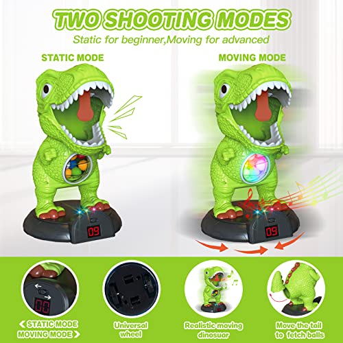 KPPIT Moveable Dinosaur Shooting Game Toy, Shooting Target for Kids with 2 Air Toy Guns, LCD Score Record, Sound, Electronic Target, Shooting Toys for Age 5 6 7 8 9 10+ Year Old Gift Boys Girls