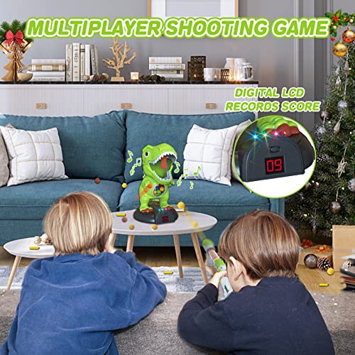 KPPIT Moveable Dinosaur Shooting Game Toy, Shooting Target for Kids with 2 Air Toy Guns, LCD Score Record, Sound, Electronic Target, Shooting Toys for Age 5 6 7 8 9 10+ Year Old Gift Boys Girls