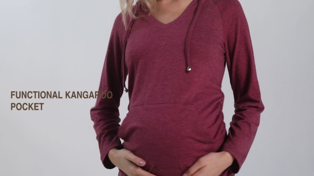 Maternity Hoodie Long Sleeves Shirt Casual Vneck Top Pregnancy Sweatshirt Tunics