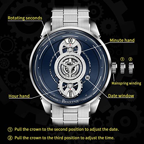 BR BEHRENS ORIGINAL Men s Automatic Watch Space Traveler Collection Stainless Steel Sapphire Crystal BHR012