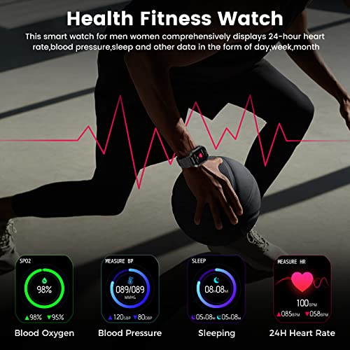 AMAZTIM Smart Watches for Men ,100M Waterproof Rugged Military Grade Bluetooth Call(Answer/Dial Calls)，Health Tracker for Android Phones and iPhone Compatible ,1.72