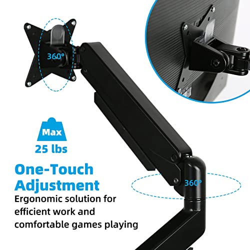 Premium Aluminum Ultrawide Monitor Stand, Gas Spring Arm Fits up to 32 Inches and 33 Pounds, C-Clamp and Grommet Bases, with Clamp and Grommet Base, Monitor Mount for Drawing Tablet