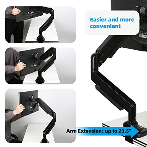 Premium Aluminum Ultrawide Monitor Stand, Gas Spring Arm Fits up to 32 Inches and 33 Pounds, C-Clamp and Grommet Bases, with Clamp and Grommet Base, Monitor Mount for Drawing Tablet