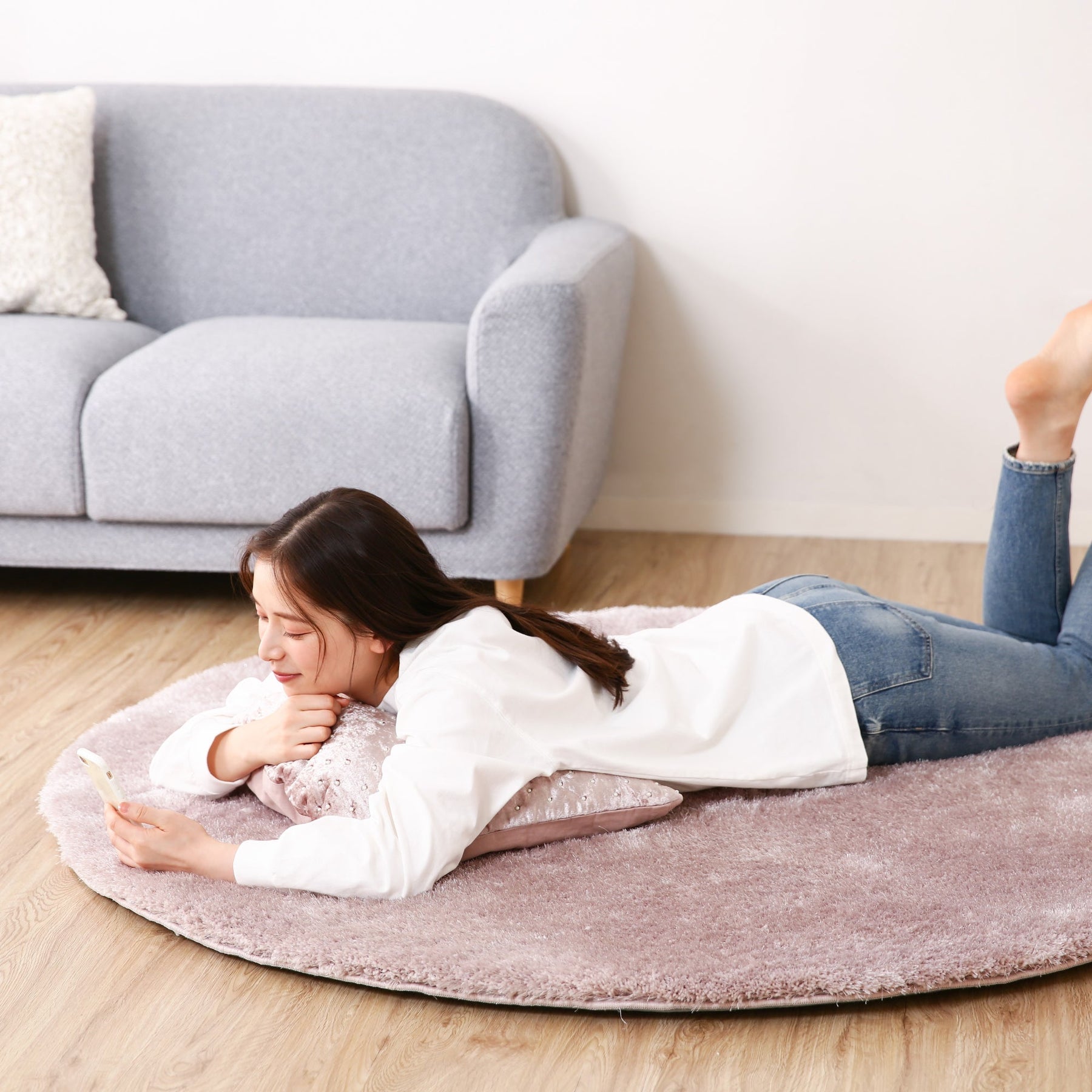 Kaste Memory Foam Rug Round Light Beige Φ1500